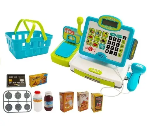 Children's cash register Blue with a basket Children's cash register Blue with a basket