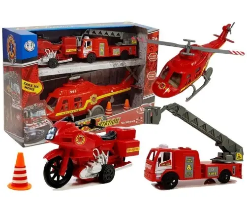 Set of Fire Brigade Vehicles Helicopter Motor Light Sounds Set of Fire Brigade Vehicles Helicopter Motor Light Sounds