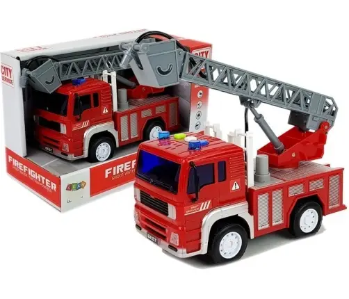 Fire engine with pull, ladder, Red 1:20 with sound