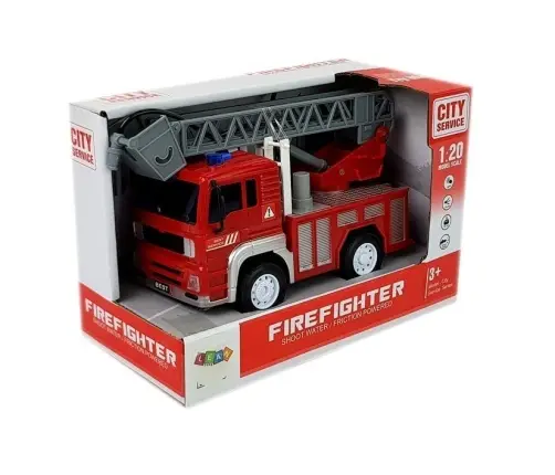 Fire engine with pull, ladder, Red 1:20 with sound