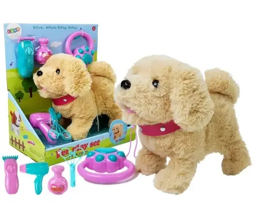 Plush Dog on a Leash Battery-Powered Beige Accessories Plush Dog on a Leash Battery-Powered Beige Accessories