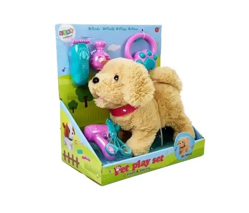 Plush Dog on a Leash Battery-Powered Beige Accessories Plush Dog on a Leash Battery-Powered Beige Accessories
