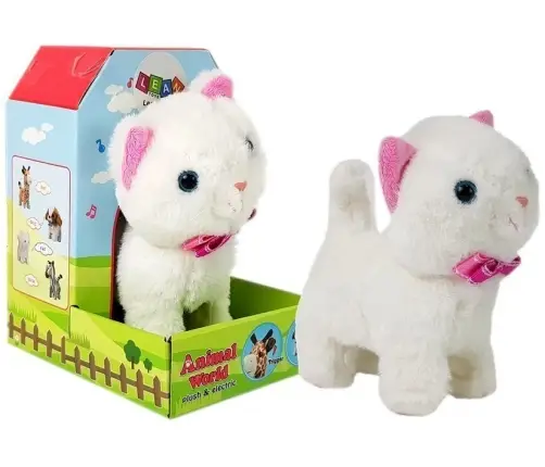 Interactive Cat White Walks and Sings Sound