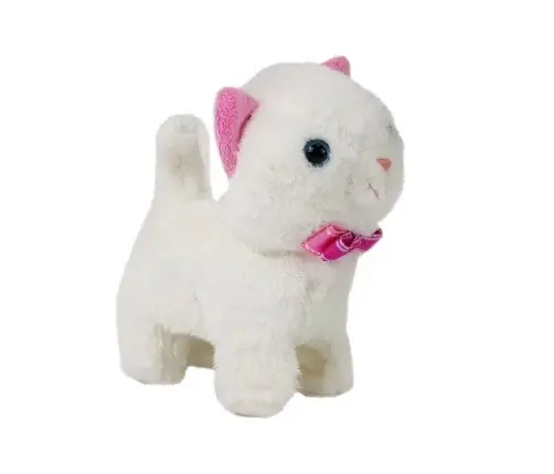 Interactive Cat White Walks and Sings Sound