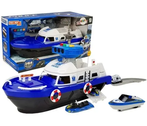 Police Transport Boat with cars, sounds and lights Police Transport Boat with cars, sounds and lights