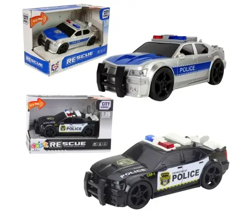 Police Car 1:20 drivetrain friction drive sound Light effects Silver