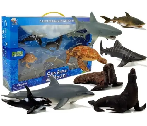 Figurki Edukacyjne Morskie Zwierzęta 8 Elementów Rekiny Foka Delfin Mors Żółw