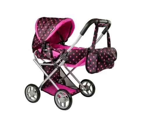 Коляска для Кукол 2в1 Alice Black-Pink