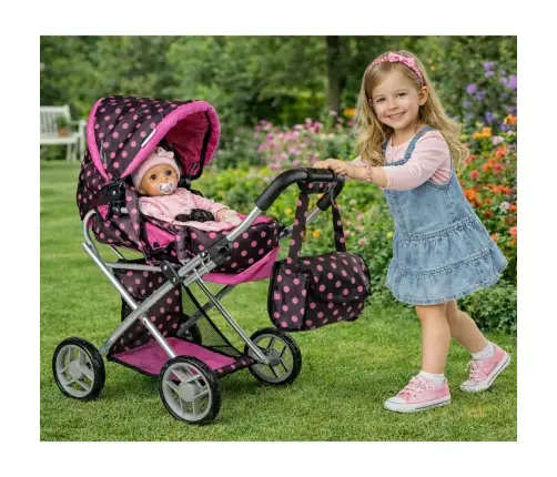 Leļļu rati 2in1 Alice Black-Pink