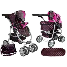 Alice Leļļu rati 2in1 Black/Pink