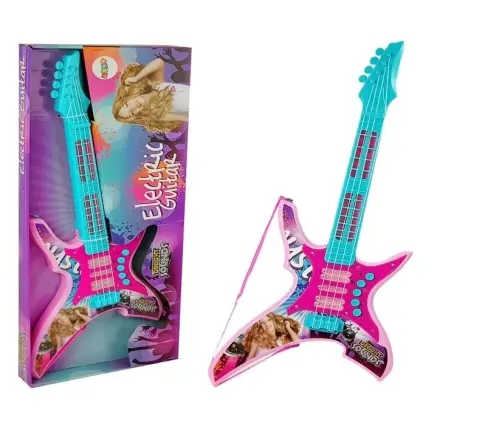Electric Guitar with Lights and Sounds Pink 62cm Electric Guitar with Lights and Sounds Pink 62cm