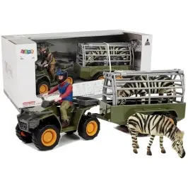 Quad with a Trailer Transporter Figurines Zebra