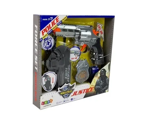 Police Kit Revolver 20cm Badge Holster Whistle Sound Light Effects Police Kit Revolver 20cm Badge Holster Whistle Sound Light Effects