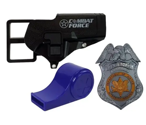 Police Kit Revolver 20cm Badge Holster Whistle Sound Light Effects Police Kit Revolver 20cm Badge Holster Whistle Sound Light Effects