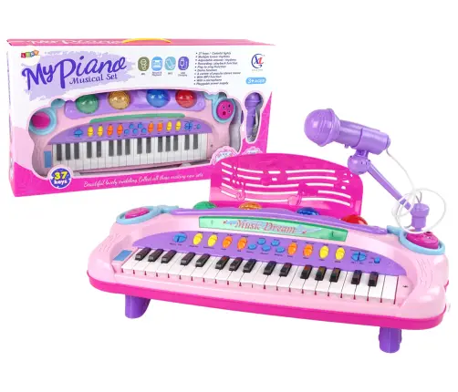 Pink Multifunctional Interactive Big Musical Baby Piano Microphone MP3