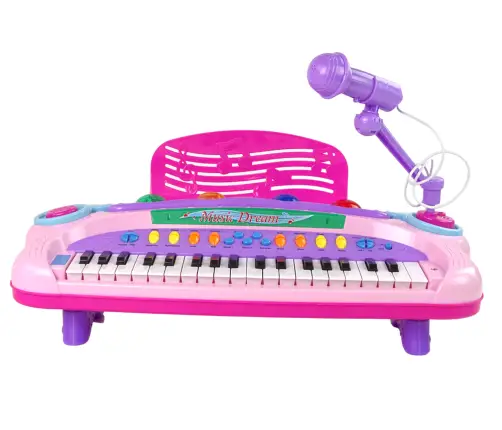 Pink Multifunctional Interactive Big Musical Baby Piano Microphone MP3