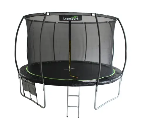 Батут с защитной сеткой и лестница 427 см(14ft) LEAN Sport Max Black-Green