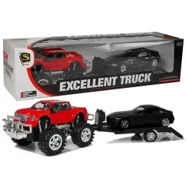 Set of Vehicles Red Monster Truck Black BMW Caravan 58 cm