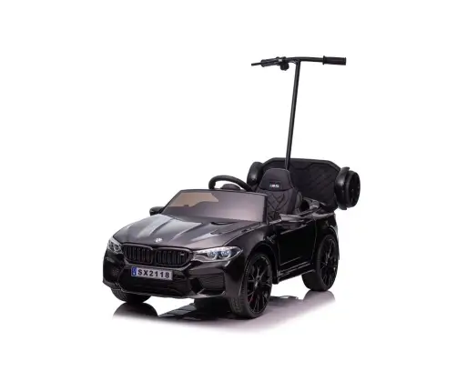 Bērnu elektroauto BMW M5 ar platformu un rokturi vecākiem Black lacquered Bērnu elektroauto BMW M5 ar platformu un rokturi vecākiem Black lacquered