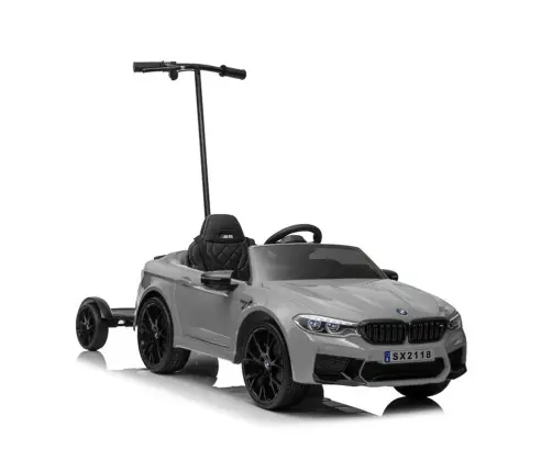 Bērnu elektroauto BMW M5 ar platformu un rokturi vecākiem Silver Bērnu elektroauto BMW M5 ar platformu un rokturi vecākiem Silver