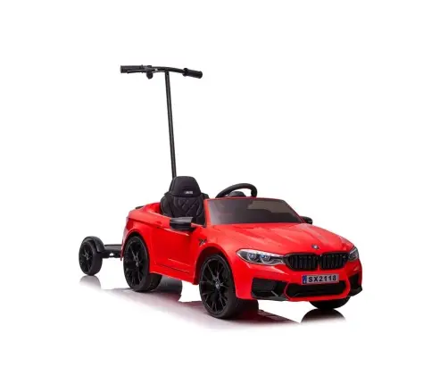 Детский электромобиль BMW M5 с платформой и ручкой для родителей Red lacquered