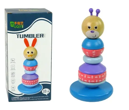 Wooden Teddy Bear Educational Pyramid Balancing Tower