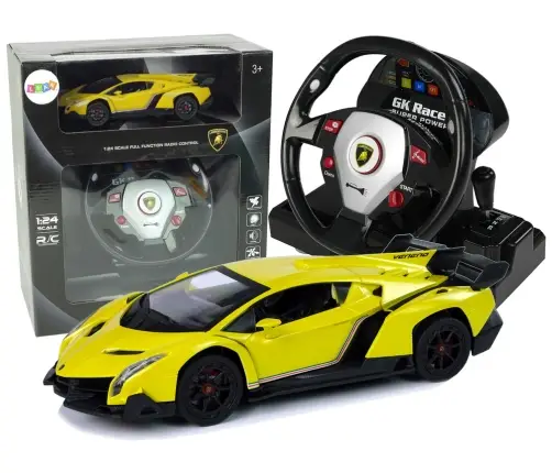 Remote Controlled Lamborghini Veneno Yellow 2.4 G Pilot Steering Wheel Sound Lights