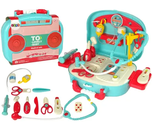 Little Doctor Set Turquoise Suitcase Stethoscope Scissors