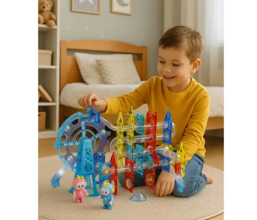 Magnetic Space Blocks Ball Track Luminous People 120 pcs.