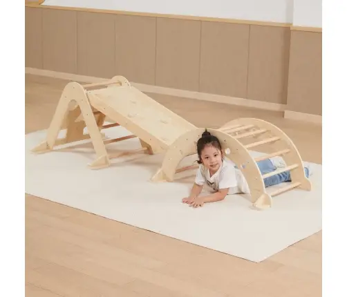 Viga Home Playground 3 in 1: Pikler Triangle, Rocker and Slide