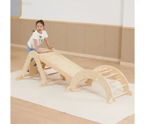 Viga Home Playground 3 in 1: Pikler Triangle, Rocker and Slide