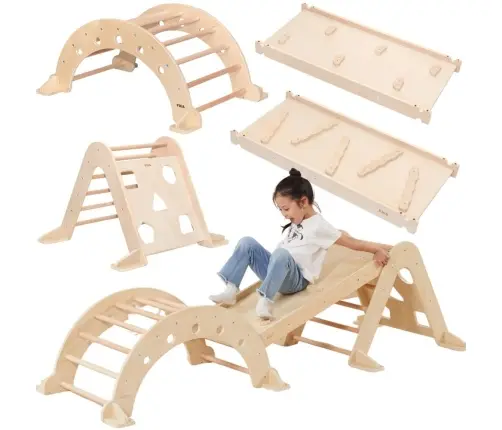 Viga Home Playground 3 in 1: Pikler Triangle, Rocker and Slide