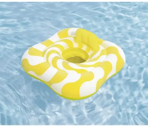 Bestway 32298 Siedzisko do nauki pływania Kwadrat Swim Safer Comfort Plush Zółte fale 76cm x 76cm