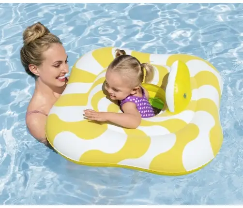 Bestway 32298 Siedzisko do nauki pływania Kwadrat Swim Safer Comfort Plush Zółte fale 76cm x 76cm