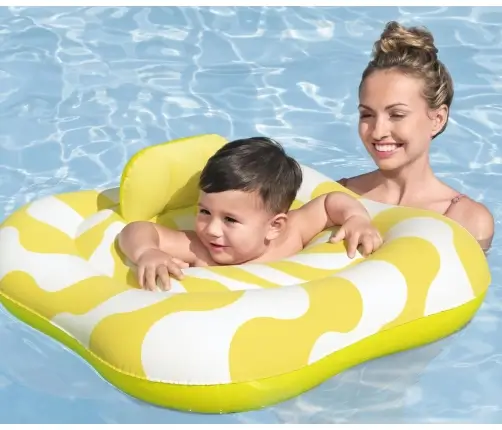 Bestway 32298 Siedzisko do nauki pływania Kwadrat Swim Safer Comfort Plush Zółte fale 76cm x 76cm