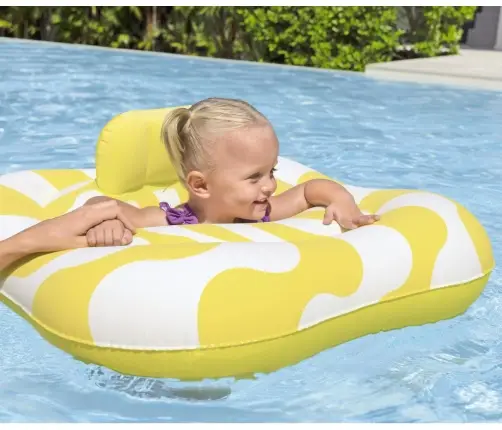 Bestway 32298 Siedzisko do nauki pływania Kwadrat Swim Safer Comfort Plush Zółte fale 76cm x 76cm