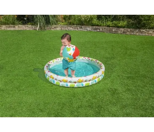 Bestway 51124 Zestaw Basenik dmuchany do pływania 1.22m x 20cm, Koło 46cm, Piłka 27cm