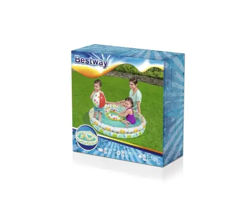 Bestway 51124 Zestaw Basenik dmuchany do pływania 1.22m x 20cm, Koło 46cm, Piłka 27cm