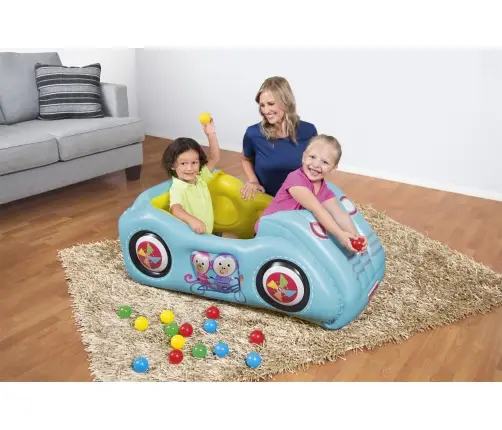 Bestway 93535 FISHER PRICE DMUCHANY SAMOCHÓD WYŚCIGOWY  Z PIŁKAMI 119cm x 79cm x 51cm