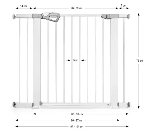 Bramka zabezpieczająca Barierka na schody z rozszerzeniami Guardy 104 White