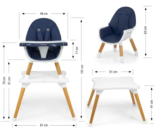 Barošanas krēsls Milly Mally Malmo 2in1 Navy Barošanas krēsls Milly Mally Malmo 2in1 Navy