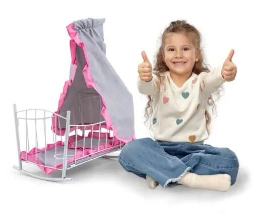 Łóżeczko-Kołyska dla lalek Lily z baldachimem Prestige Pink
