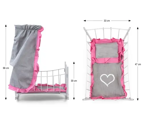 Łóżeczko-Kołyska dla lalek Lily z baldachimem Prestige Pink