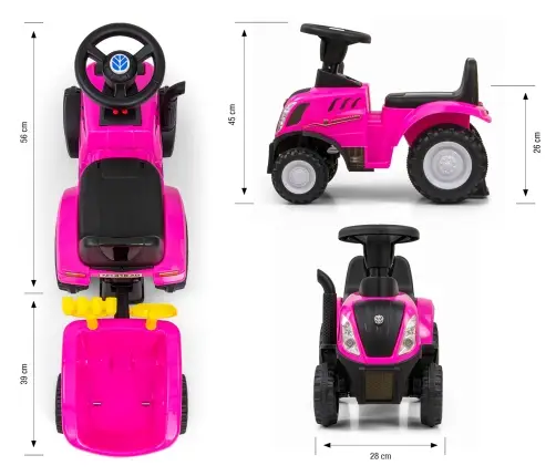 Milly Mally Ride On New Holland T7 Tractor Pink