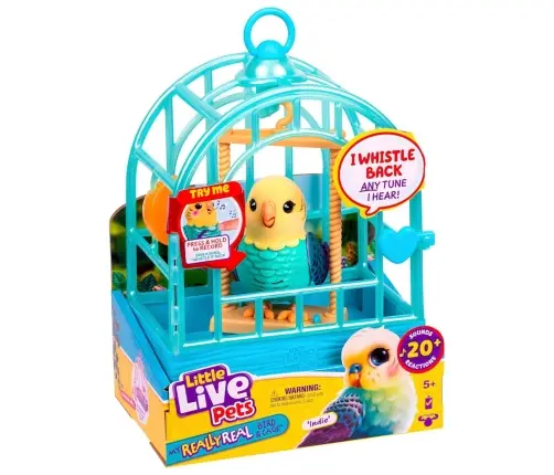 Moose Little Live Pets 26691 Mówiący Ptaszek z Klatką