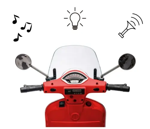 Bērnu elektriskais motocikls Vespa GTS Super Red