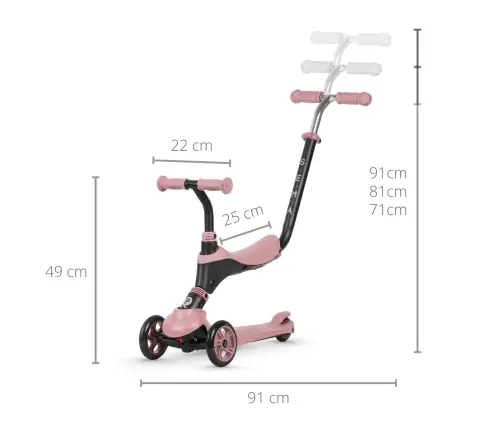 Qplay Hulajnoga Sema 3w1 Pink