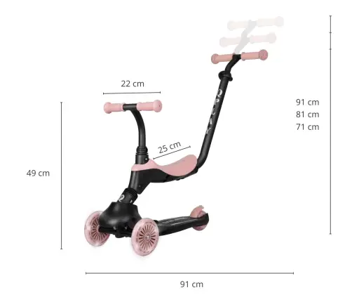 Skrejritenis Qplay Hulajnoga Sema Evo 3in1 Coral Pink