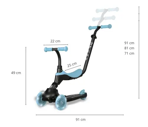 Skrejritenis Qplay Hulajnoga Sema Evo 3in1 Sky Blue