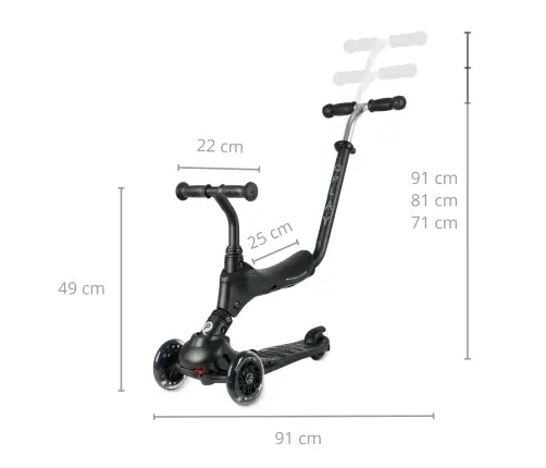 Skrejritenis Qplay Hulajnoga Sema Pro 3in1 Black